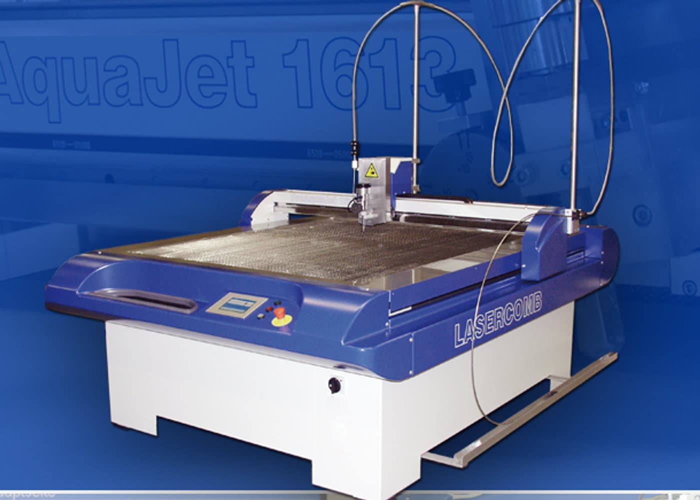 Flatbed waterjet cutting table on the shop floor